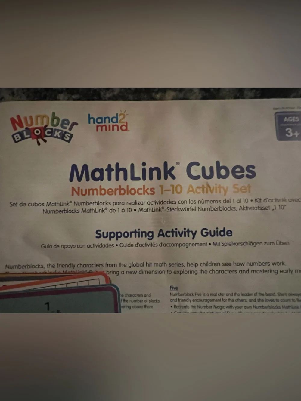 Numberblocks Figures and Activity Set, numbers 1-5, math links character cubes